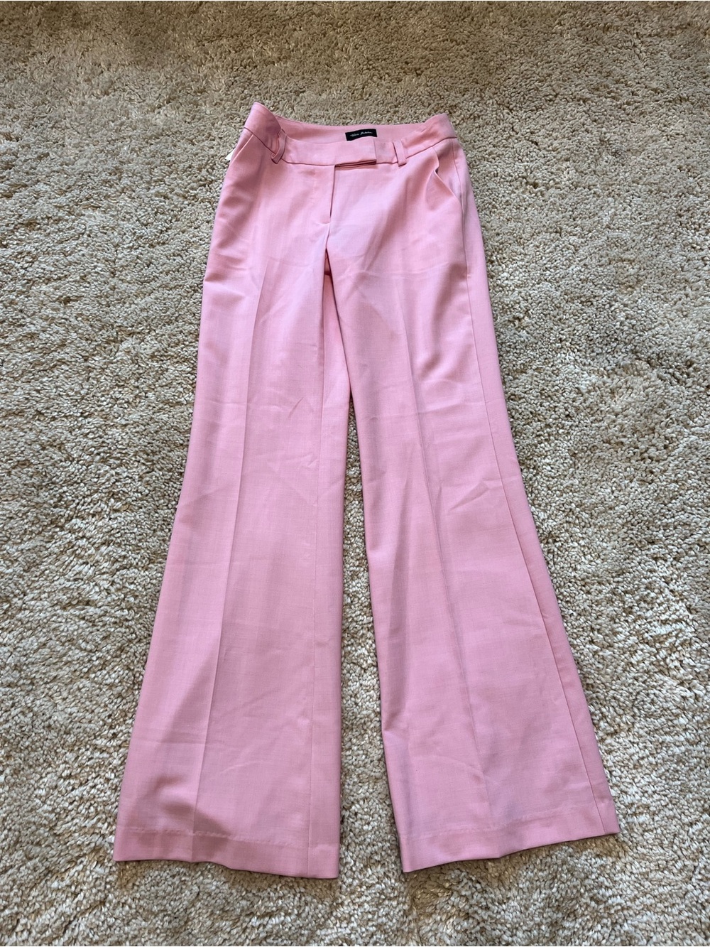 NWT Aritzia Babaton Pink Stretch Wool Long Wide Leg Pants Trousers 0